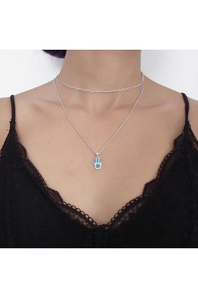 گردنبند نقره آبی زنانه 925 عیار sorenthe - کد 887847905