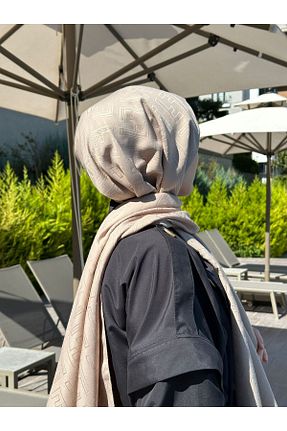 روسری بژ پنبه پلی استر cilekscarf - کد 888298705