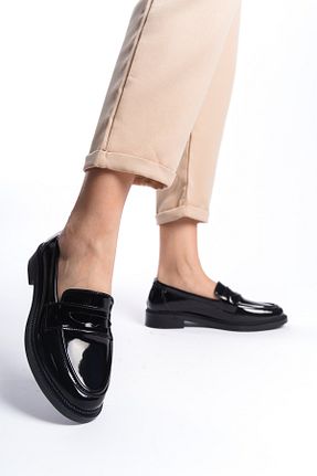 کفش لوفر مشکی زنانه چرم مصنوعی SH SİLVER MODA - کد 816671163