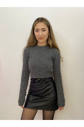 دامن مشکی زنانه چرم مصنوعی Butik - کد 887895503