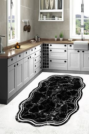 فرش آشپزخانه مشکی پلی استر Thalia Home - کد 887902665