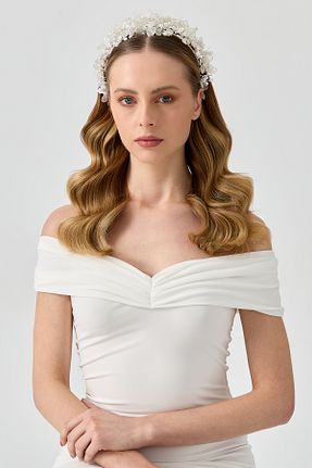 تاج سفید زنانه مروارید fue - کد 887901059