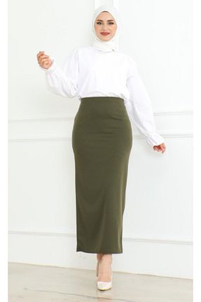 دامن حجاب خاکی زنانه کمر کش دار asilmoda - کد 887966998