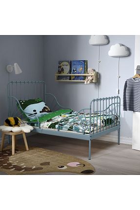 تخت خواب بچه گانه و مونته سوری طوسی فلزی IKEA - کد 875684982