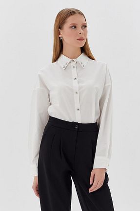 پیراهن سفید زنانه رگولار Shopping Shop - کد 888036120