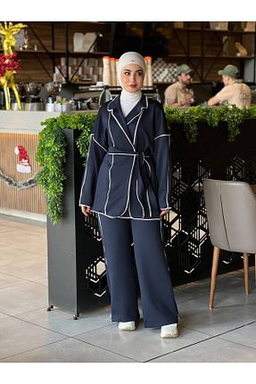 ست بالاتنه و پائین تنه حجاب سرمه ای زنانه گشاد Esre Store - کد 888119154