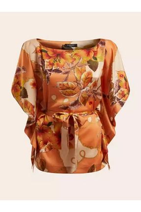 بلوز نارنجی زنانه گلدار Guess - کد 888589096
