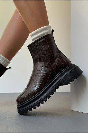 بوت / نیم بوت قهوه ای زنانه چرم مصنوعی Mupa Shoes - کد 888595138