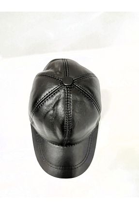کلاه مشکی زنانه چرم خالص aysefe - کد 888146785