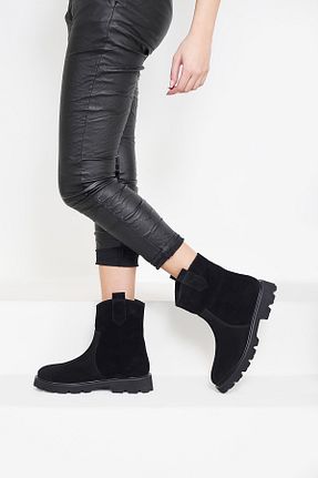 بوت / نیم بوت مشکی زنانه چرم خالص 37Numara - کد 886560050