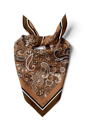 دستمال گردن قهوه ای زنانه پلی استر D scarf - کد 888596490