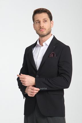 کت بلیزر مشکی مردانه پلی ویسکون Frappoli - کد 886707868