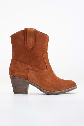 بوت / نیم بوت قهوه ای زنانه چرم خالص ANALİN SHOES - کد 856899459