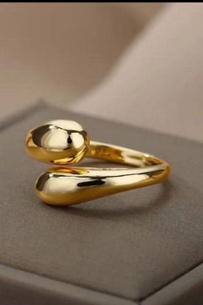 انگشتر استیل (فولاد) طلائی زنانه فلزی PALMMAMA - کد 802166901