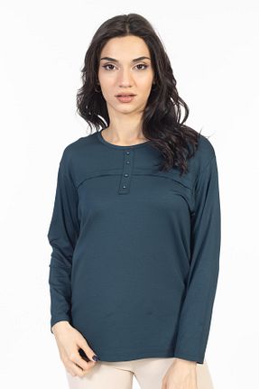 بلوز سبز زنانه طرح دار Mutlu City - کد 800180264