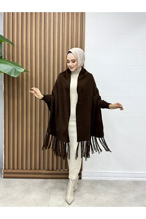پانچو قهوه ای زنانه پشمی Butikkolik - کد 888169769