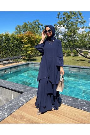 ست بالاتنه و پائین تنه حجاب سرمه ای زنانه سایز بزرگ BURİSLA - کد 825512779