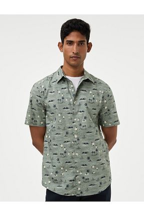 پیراهن سبز مردانه رگولار Marks & Spencer - کد 844681287