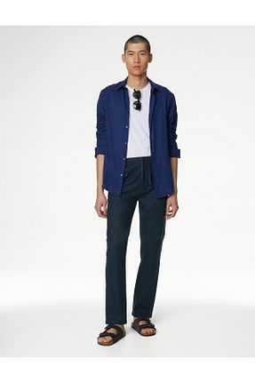 شلوار سرمه ای مردانه کتان Marks & Spencer - کد 836325746