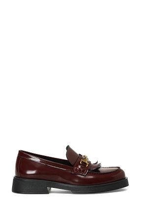 کفش لوفر زرشکی زنانه چرم خالص Nine West - کد 851189225