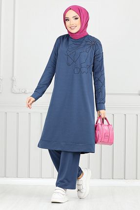 ست بالاتنه و پائین تنه حجاب سرمه ای زنانه رگولار ModaMerve - کد 888622748