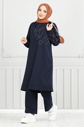 ست بالاتنه و پائین تنه حجاب سرمه ای زنانه رگولار ModaMerve - کد 888622760