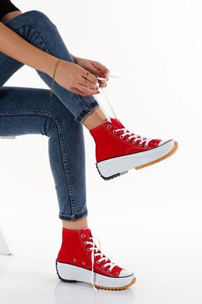 کفش اسنیکر قرمز زنانه بند دار NETSHOES - کد 897648066