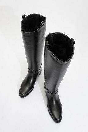 چکمه مشکی زنانه چرم خالص luvishoes - کد 888323907