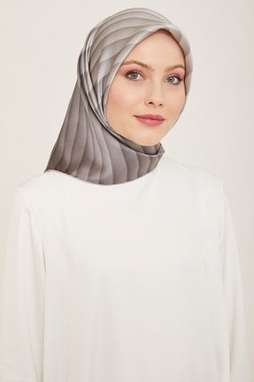 روسری طوسی کرپ ساتن ابریشم Armine - کد 888339805