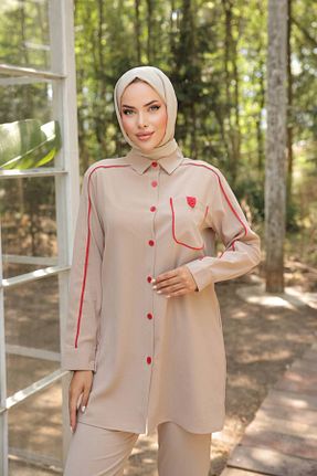 ست بالاتنه و پائین تنه حجاب بژ زنانه Fitted Yaren - کد 888592362