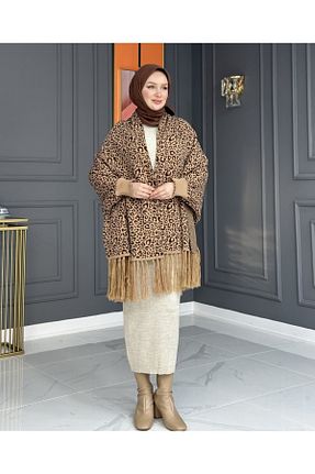 پانچو حجاب بژ زنانه کشمیر FATELLA - کد 888354581
