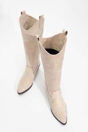چکمه بژ زنانه چرم مصنوعی luvishoes - کد 888359126