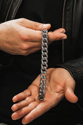 دستبند استیل (فولاد) طوسی مردانه استیل (فولاد) OSMANLI GÜMÜŞ - کد 888357923