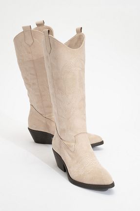 چکمه بژ زنانه چرم مصنوعی luvishoes - کد 888359126