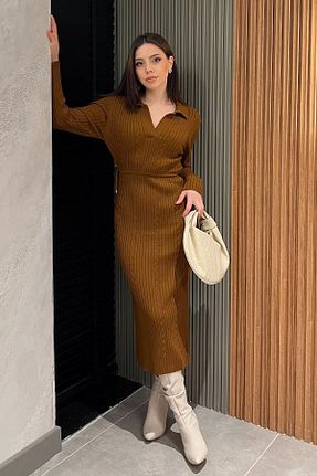 لباس نارنجی زنانه تریکو GÜLSELİ - کد 786351458