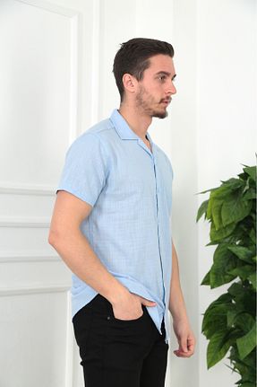 پیراهن آبی مردانه رگولار MCZ GİYİM - کد 888359599