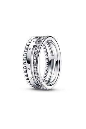 انگشتر نقره نارنجی زنانه زیرکن Pandora - کد 347710237