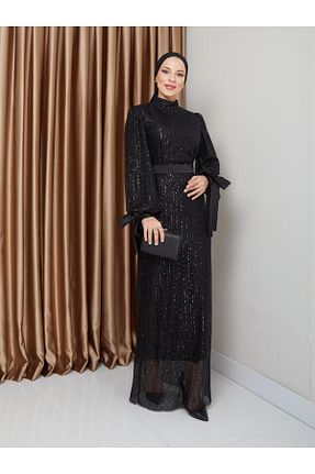لباس مجلسی حجاب مشکی زنانه یقه ایستاده Olcay - کد 876039318