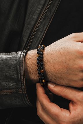 دستبند استیل (فولاد) قرمز مردانه سنگ طبیعی OSMANLI GÜMÜŞ - کد 888745854