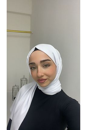 شال سفید زنانه Medine İpeği GigiTex - کد 885130040