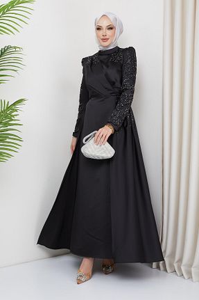 لباس مجلسی حجاب مشکی زنانه پلی استر Olcay - کد 808586846