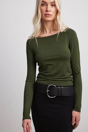 بادی خاکی زنانه یقه قایقی Madmext - کد 803372472