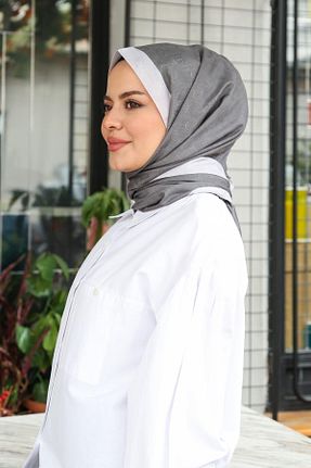 روسری طوسی İpek Vual Hint İpek - کد 888423698
