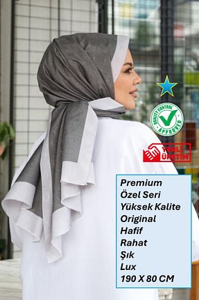 روسری طوسی İpek Vual Hint İpek - کد 888423698