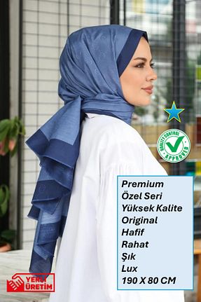 روسری آبی İpek Vual Hint İpek - کد 888429313