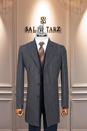 پالتو پشمی طوسی مردانه اسلیم فیت Salihtarzz - کد 888484170