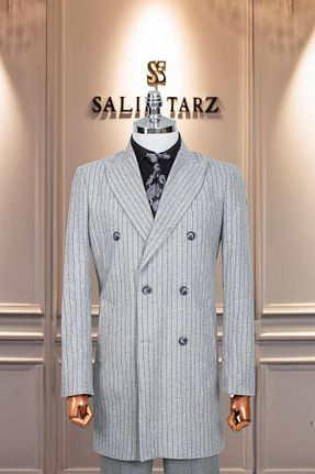 پالتو پشمی طوسی مردانه اسلیم فیت Salihtarzz - کد 888484096