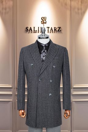 پالتو پشمی طوسی مردانه اسلیم فیت Salihtarzz - کد 888484264
