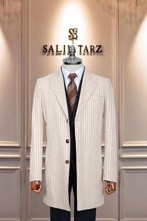 پالتو پشمی بژ مردانه اسلیم فیت Salihtarzz - کد 888484522