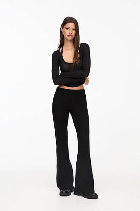 شلوار مشکی زنانه پنبه ای Pull & Bear - کد 888492368